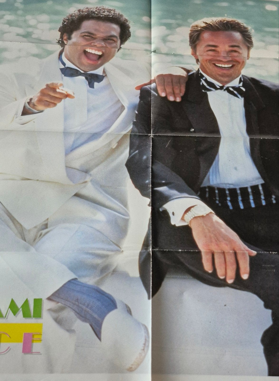 A-ha en Miami Vice Poster - Jaren '80 Popcultuur, Ophalen of Verzenden, A1 t/m A3, Muziek, Rechthoekig Staand