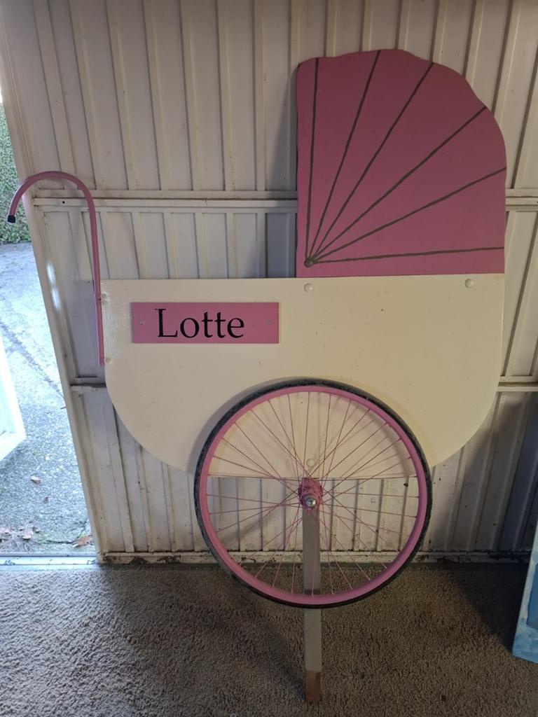 Geboortebord kinderwagen roze, Ophalen, Gebruikt