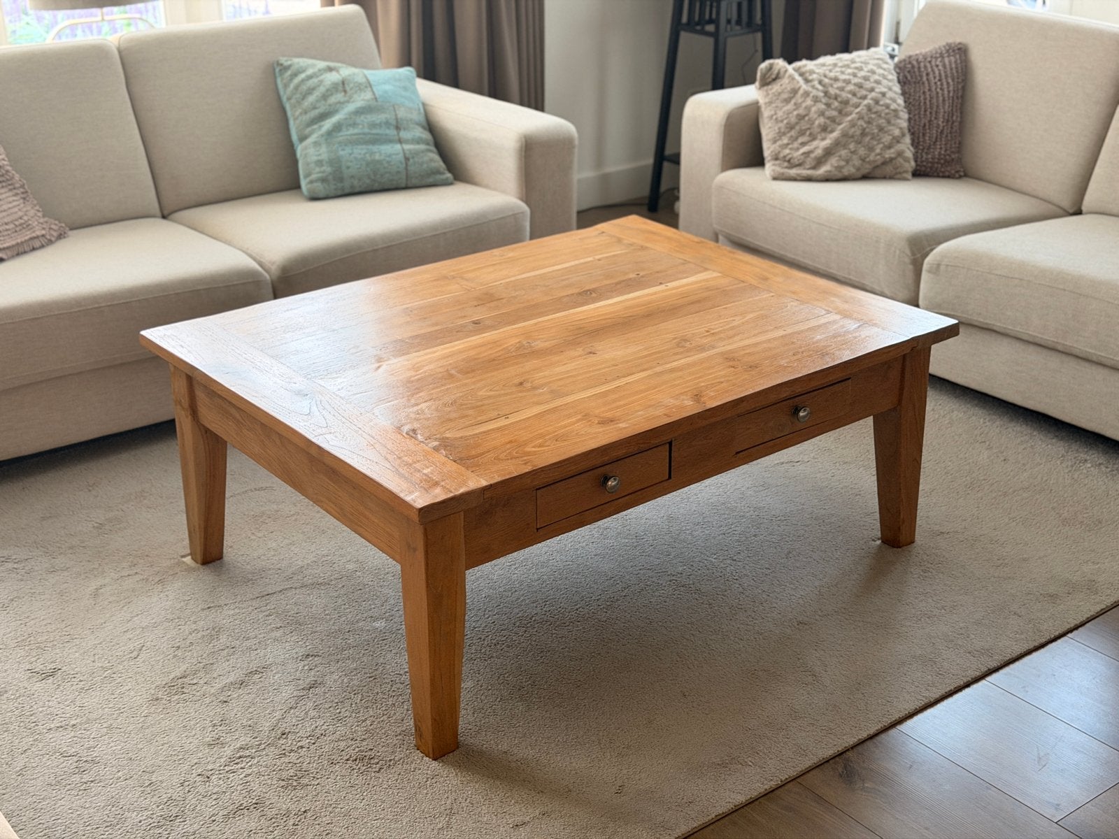 Salontafel met 2 lades - Zo goed als nieuw, 100 tot 150 cm, Ophalen of Verzenden, Zo goed als nieuw, Overige houtsoorten