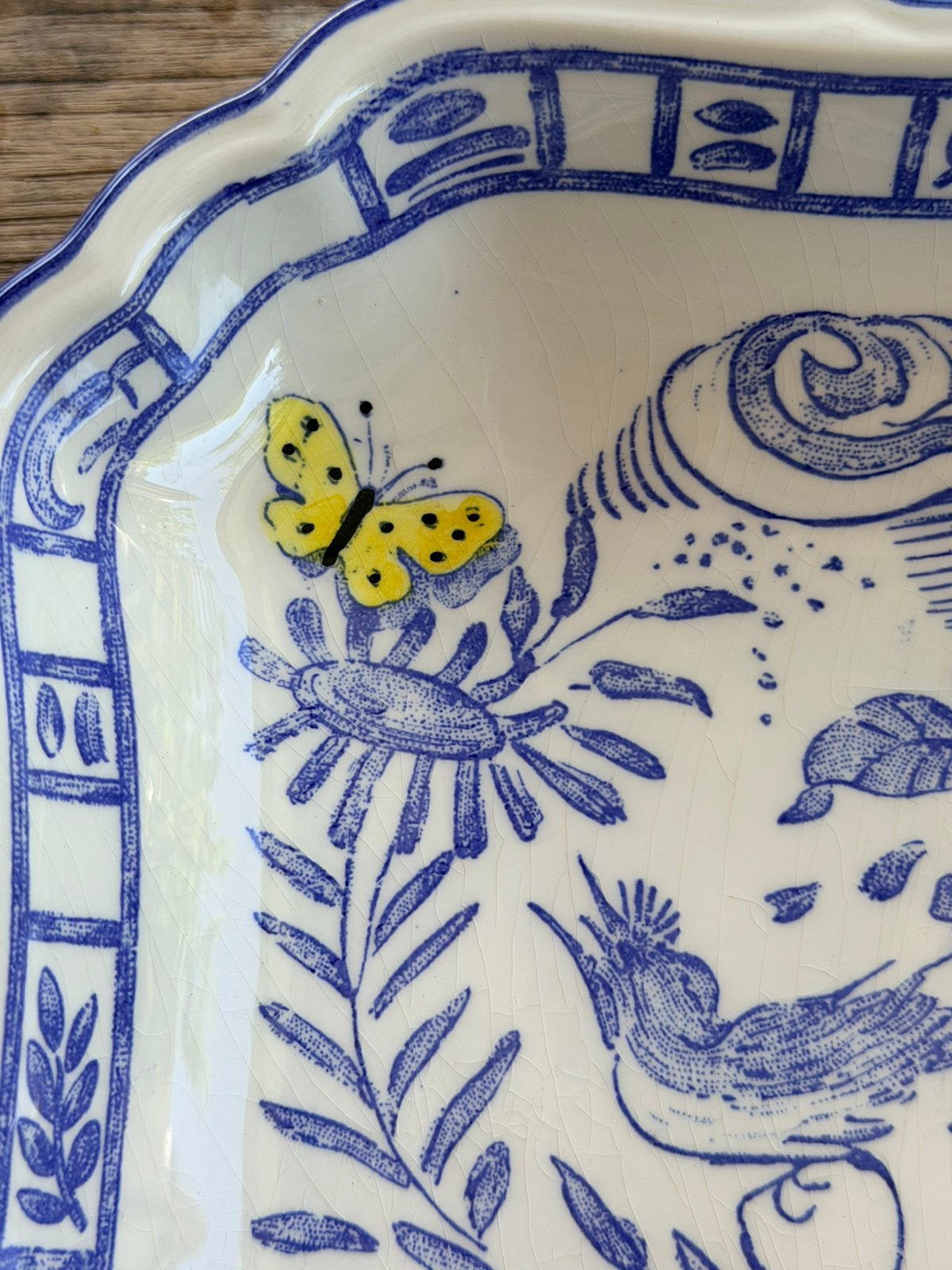 Gien OISEAU BLEU FRUIT vierkante schaal, Huis en Inrichting, Keuken | Servies, Ophalen of Verzenden, Overige stijlen, Schaal of Schalen