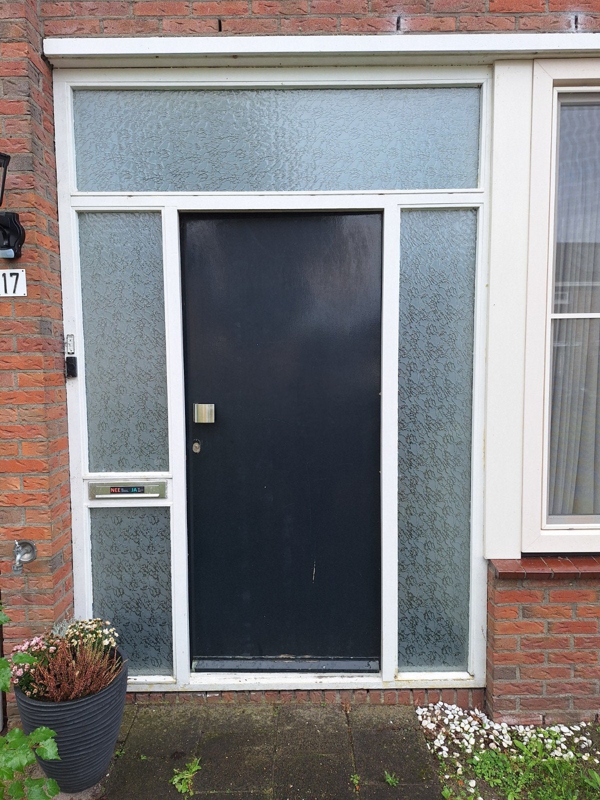 Jaren '70 Voordeur met kozijn en glas, Ophalen of Verzenden, Gebruikt, Glas, Buitendeur