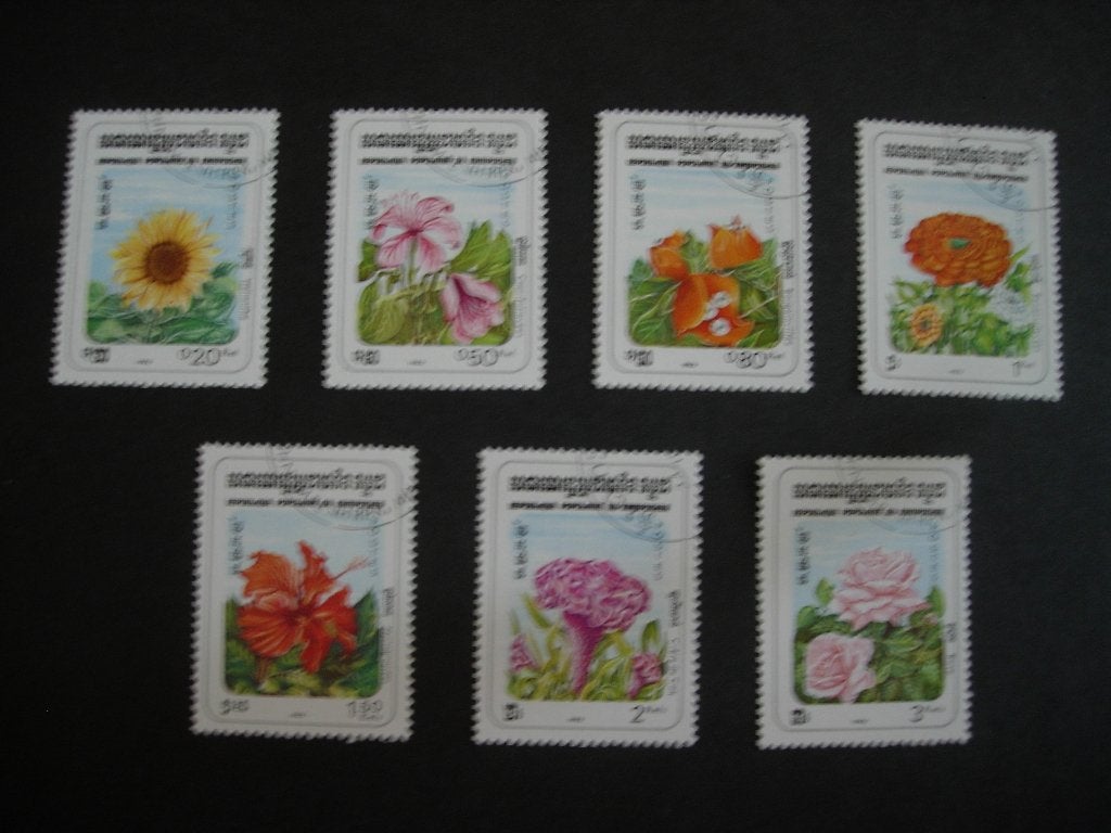 Cambodja 1983 reeks bloemen, Verzenden, Gestempeld, Oost-Azië