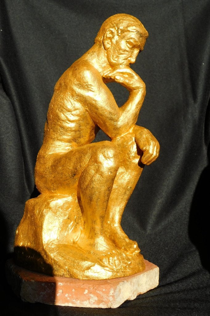 Le Penseur d'apres Auguste Rodin., Brutalistisch, Ophalen of Verzenden, 20 - 50 cm, Beeld