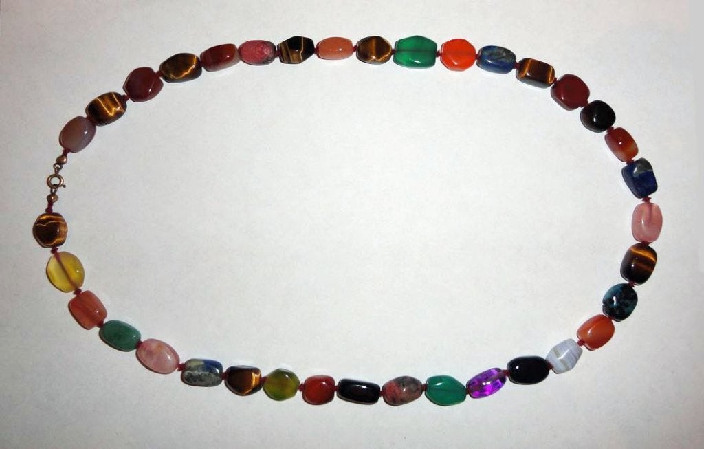 Ketting Edelsteen Mix Agaat Carneool Aventurijn Tijgeroog, Sieraden, Tassen en Uiterlijk, Edelstenen, Verzenden, Zo goed als nieuw