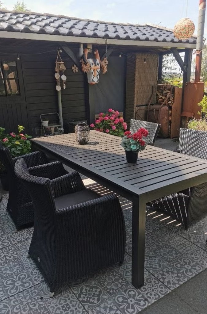 Tuinset.. Tafel van Ikea..stoelen van Grand Garden, Ophalen, Gebruikt, Rechthoekig, Hout