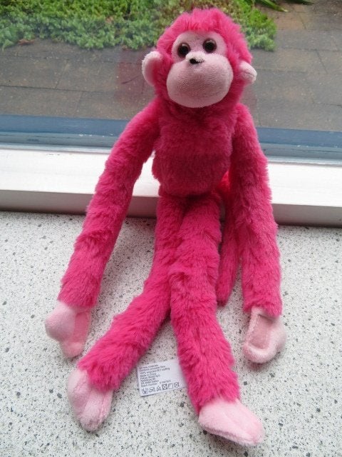 Aap jungle aap slungelaap roze velours Apenheul Petjes World, Verzenden, Zo goed als nieuw, Middelgroot (20 tot 80 cm), Met label
