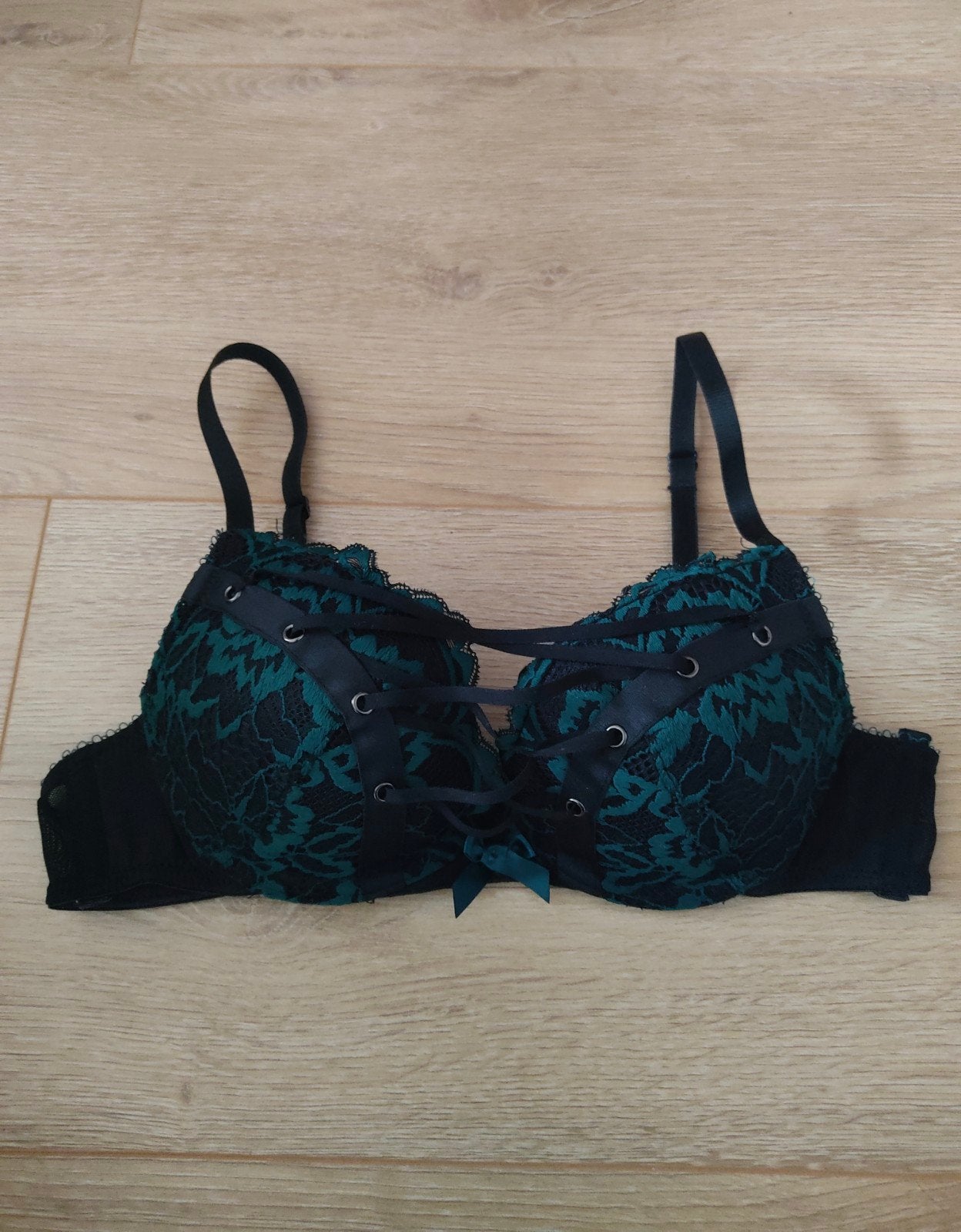 Hunkemöller - BH push up donkergroen zwart - mt 70a, Hunkemöller, Verzenden, Zwart, BH