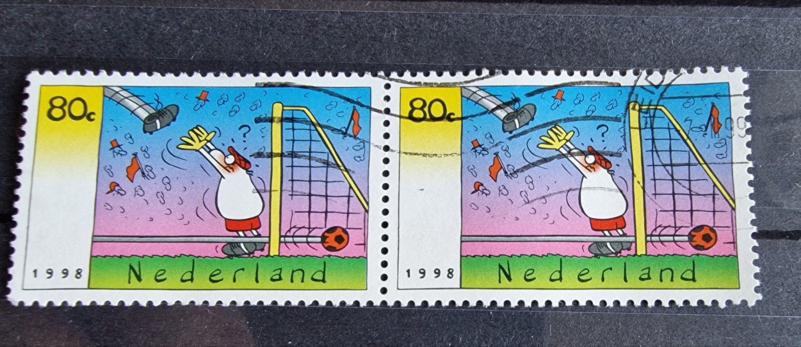 kv1136 Nederlandse postzegels 1998 - Voetbal (80c), Ophalen of Verzenden, Na 1940, Gestempeld