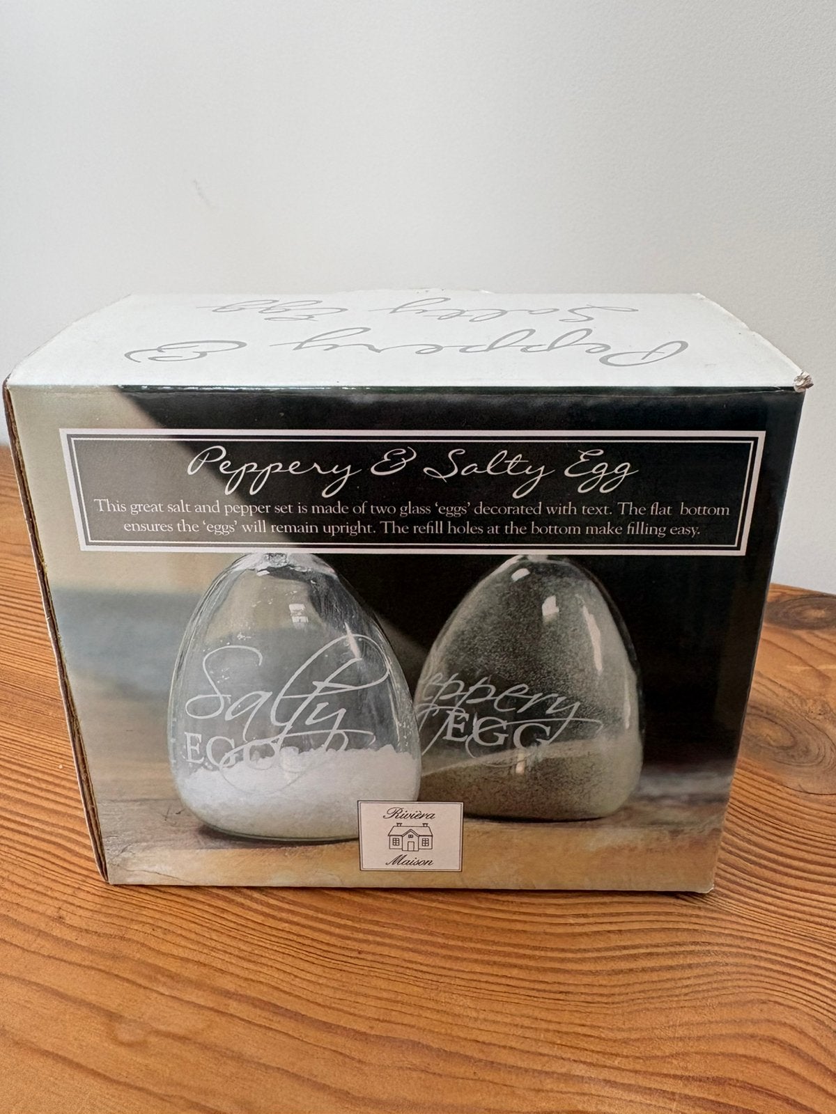 Riviera Maison peper & zout stel eieren, Ophalen of Verzenden, Zo goed als nieuw, Riviera Maison, Glas