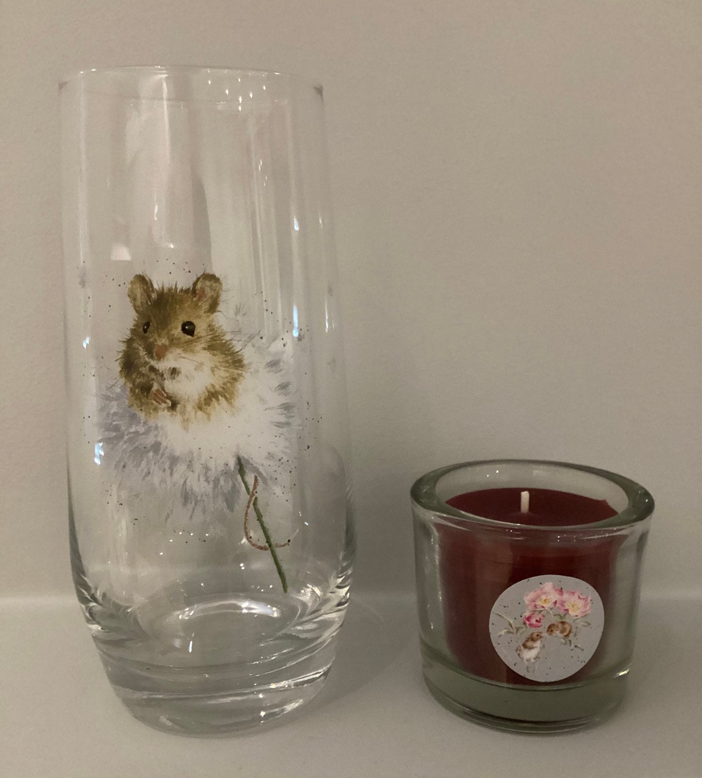 Wrendale glas + kaarsje NIEUW, Glas of Glazen, Nieuw, Ophalen of Verzenden, Glas