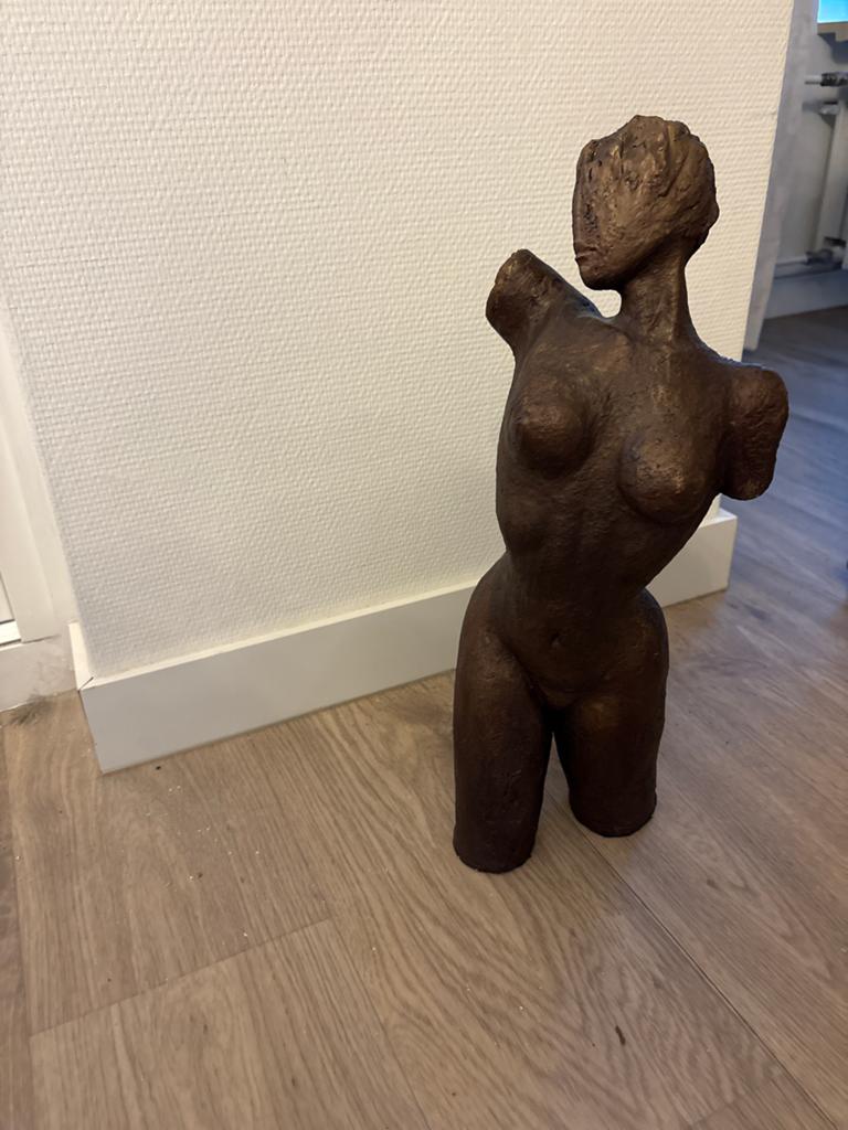 Abstract Vrouwenbuste - Donkerbruin, Antiek en Kunst, Kunst | Beelden en Houtsnijwerken, Beeld, Brons, Vrouw, 20 - 50 cm, Europa
