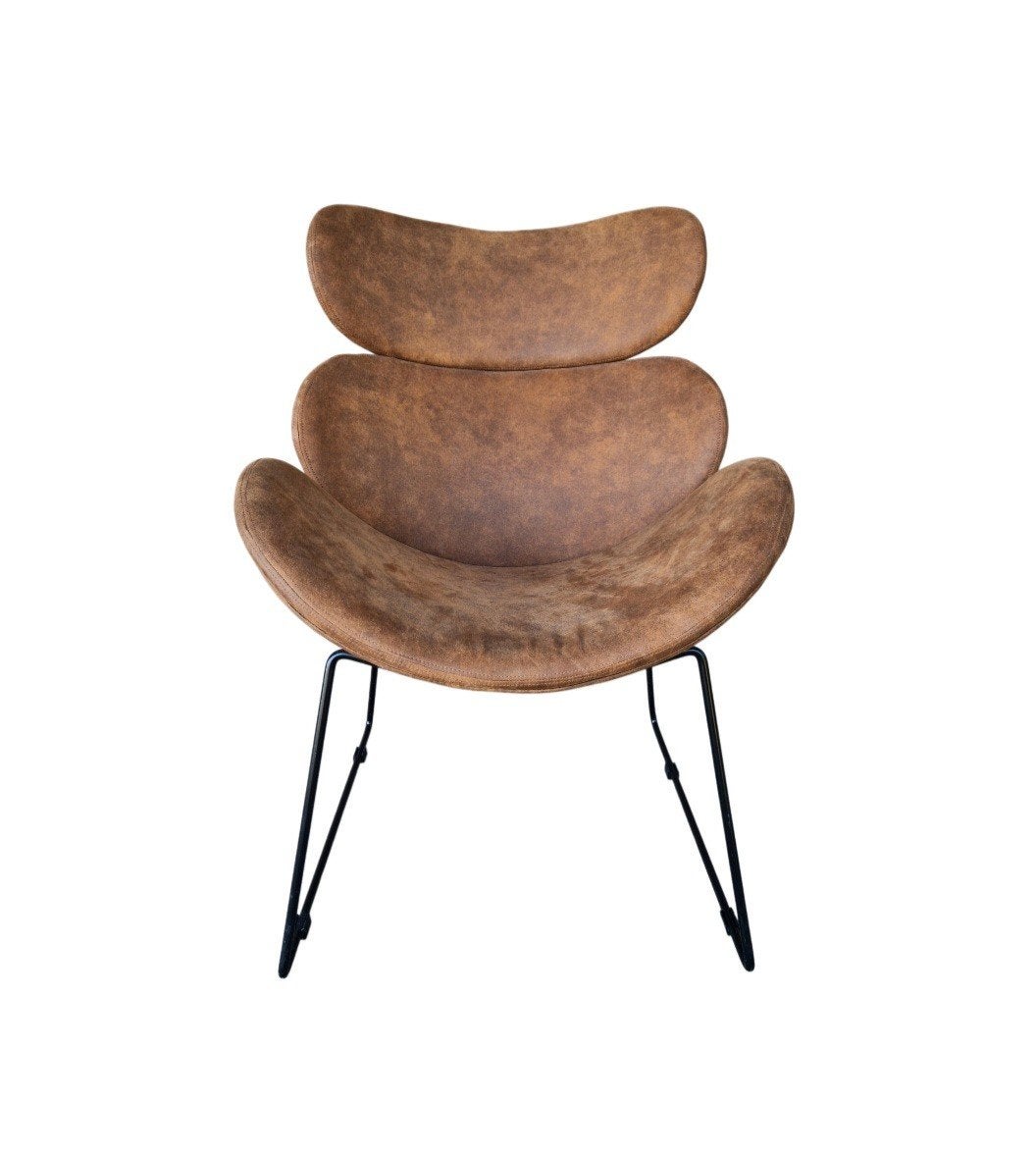 Comfortabele fauteuil in bruin kunstleer, Huis en Inrichting, Modern, Comfortabel, Onbekend, 75 tot 100 cm, Ophalen of Verzenden