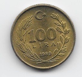 Turkije 100 lira 1989 (type 1) KM# 988, Verzenden, Midden-Oosten, Losse munt