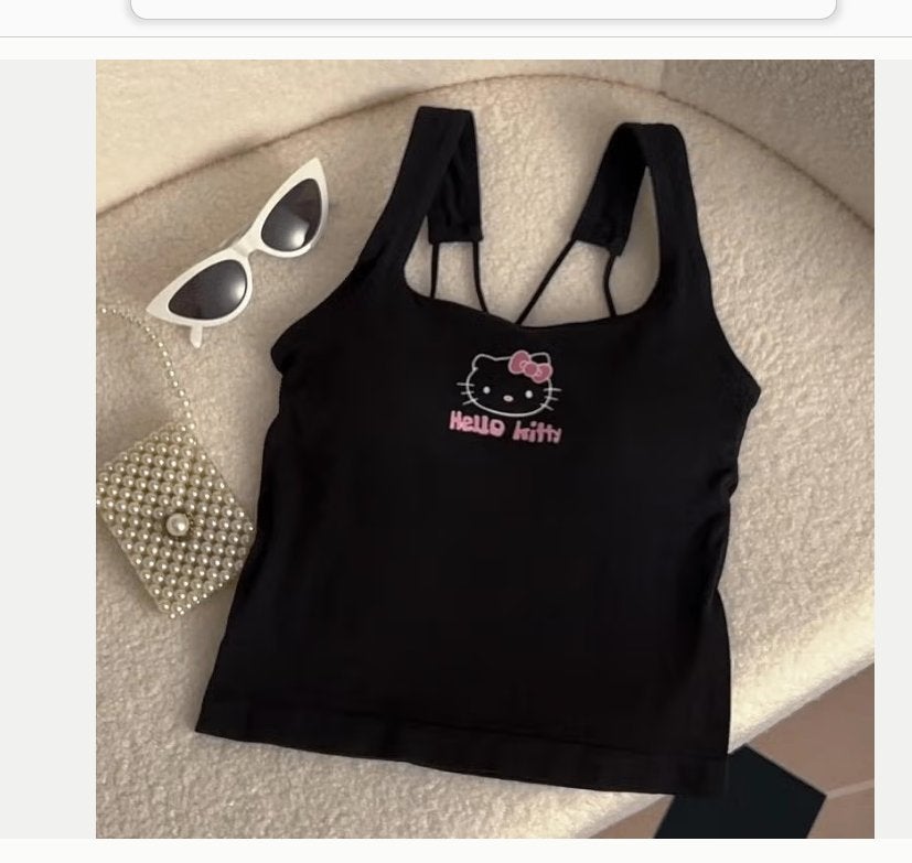 Sanrio Hello Kitty top Y2K met borstpads, Ophalen of Verzenden, Nieuw, Maat 38/40 (M), Zonder mouw