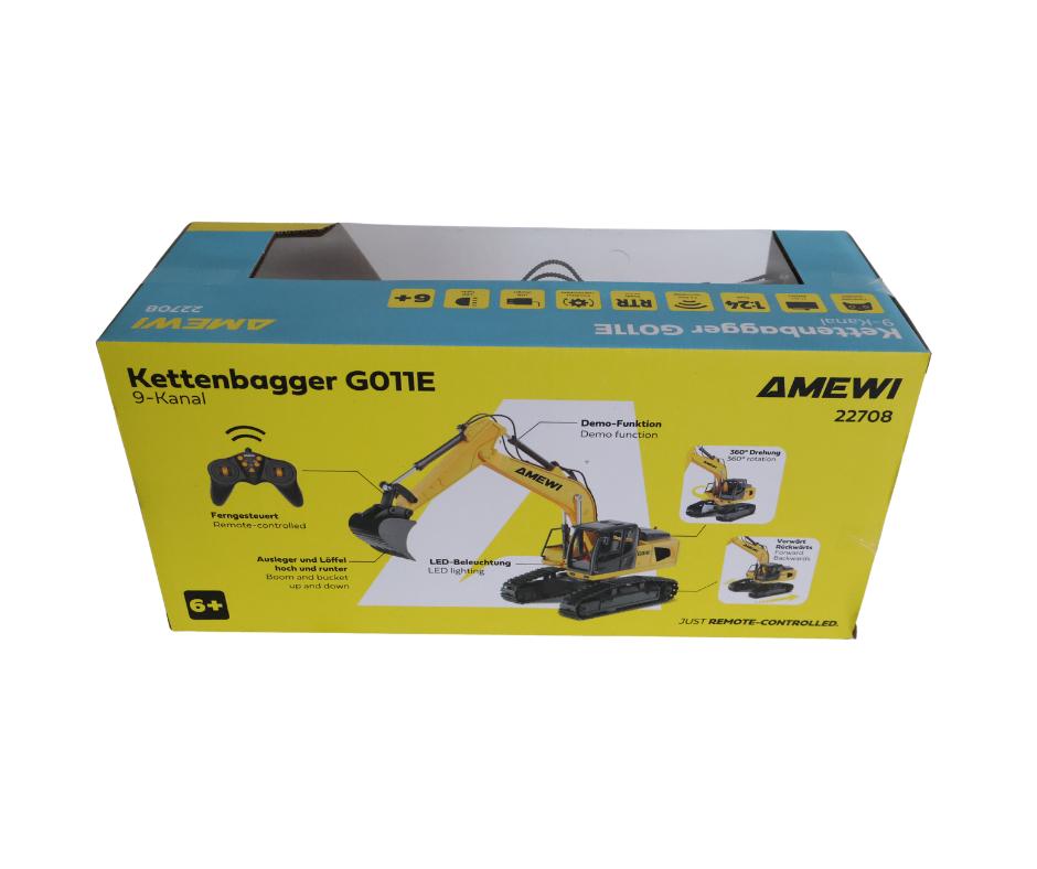 Amewi G011E Excavator 9-Channel 1/24 RTR 22708, Ophalen of Verzenden, Nieuw, Auto onroad