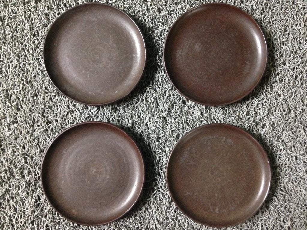 Zaalberg aardewerk mat bruin 4x bordjes, Antiek en Kunst, Ophalen of Verzenden