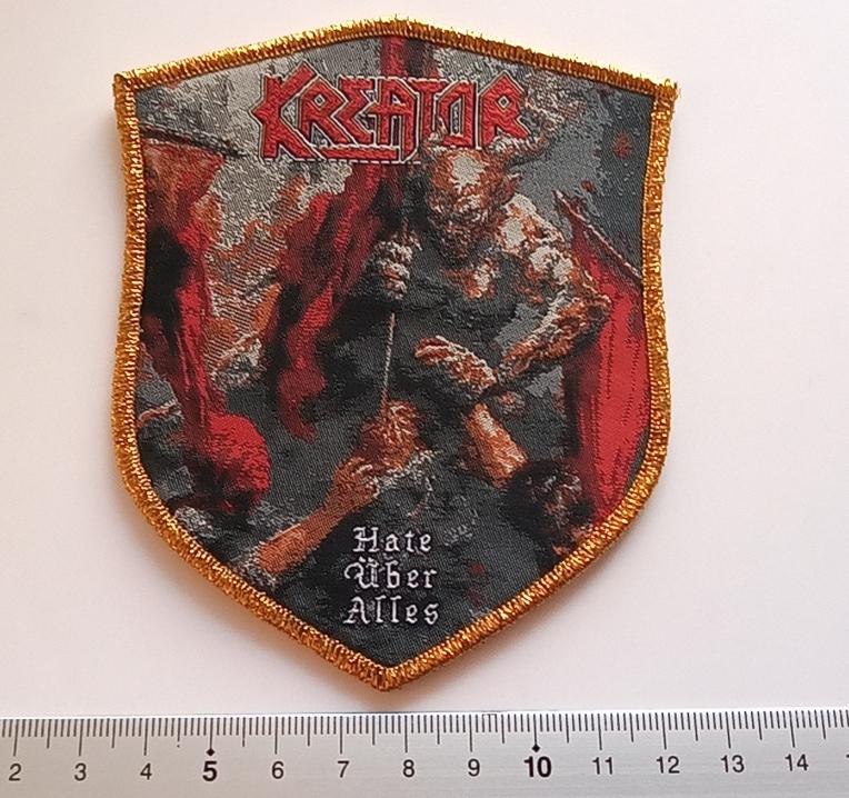 Kreator hate uber alles patch k175 ltd edition goud  metal, Verzamelen, Verzenden, Nieuw, Kleding