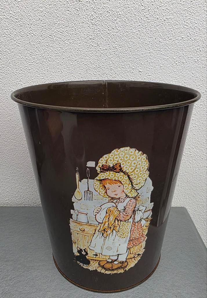 Vintage Sarah Kay Metalen prullenbak met afbeeldingen, Verzamelen, Retro, Ophalen of Verzenden, Huis en Inrichting