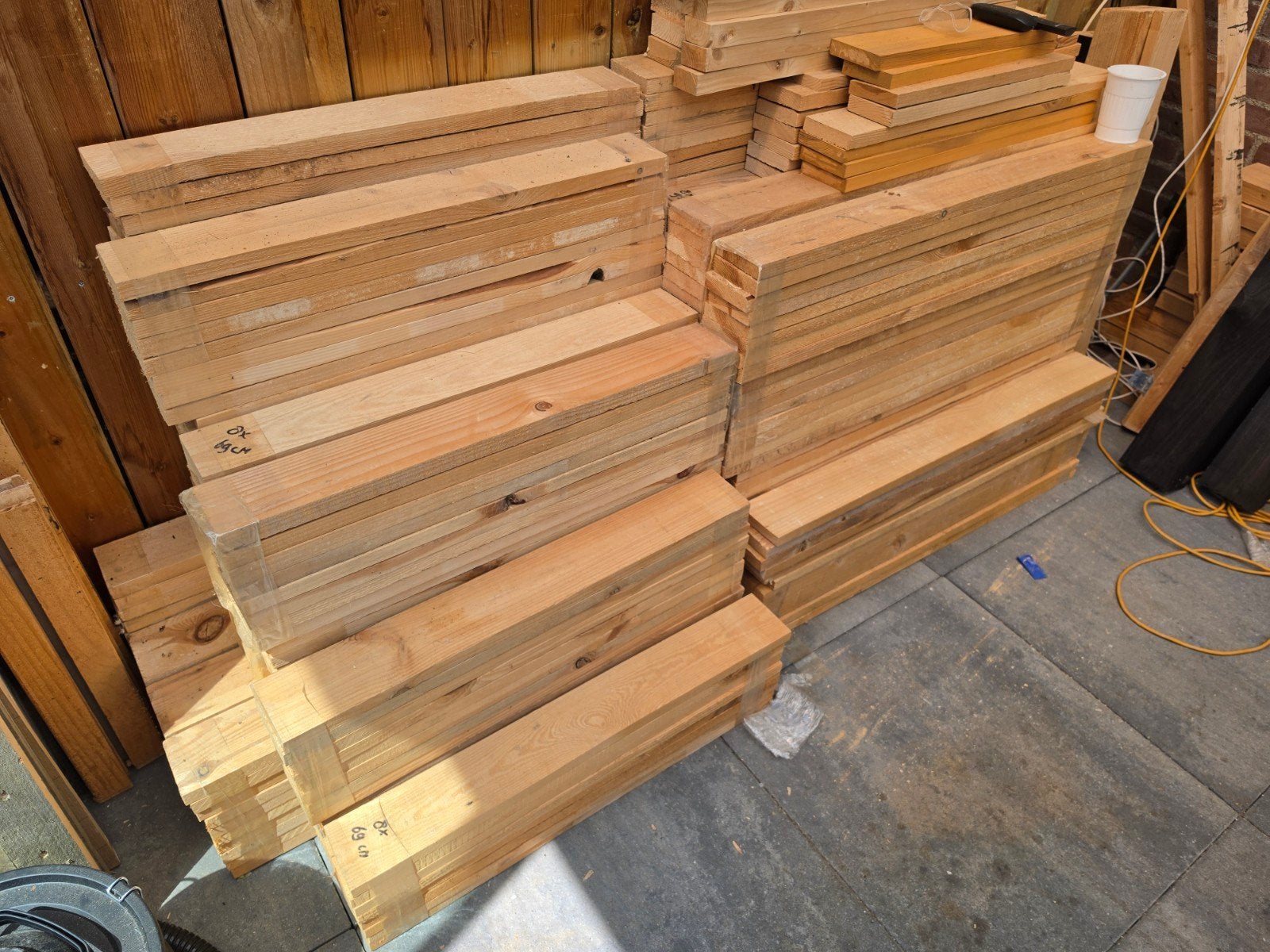 294 Douglas en Lariks planken in diverse maten, Doe-het-zelf en Verbouw, Hout en Planken, Ophalen, Gebruikt, 25 tot 50 mm, Plank