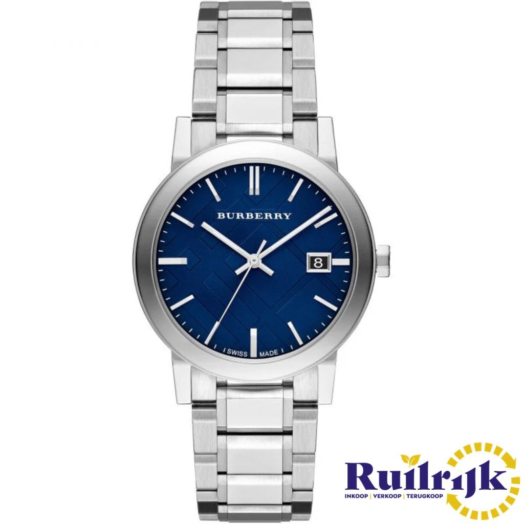 Burberry BU9031 Unisex The City Steel Blue Horloge - Nieuw, Burberry, Zo goed als nieuw, https://www.burberry.com/contact-us/