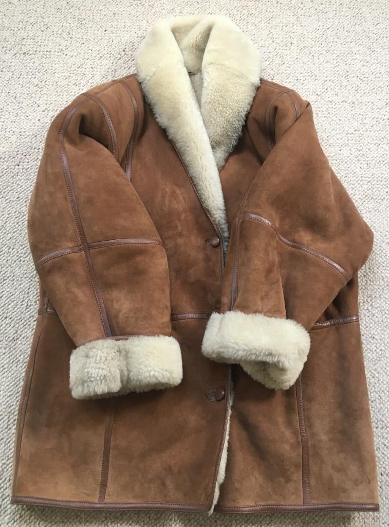 warme suède jas - winterjas - mantel wollen voering - lammy, Kleding | Dames, Jassen | Winter, Zo goed als nieuw, Maat 46/48 (XL) of groter