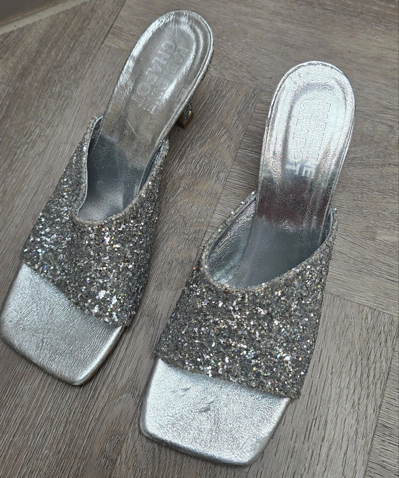 Glitter hakken zilver instappers fabienne chapot maat 41, Ophalen of Verzenden, Zo goed als nieuw