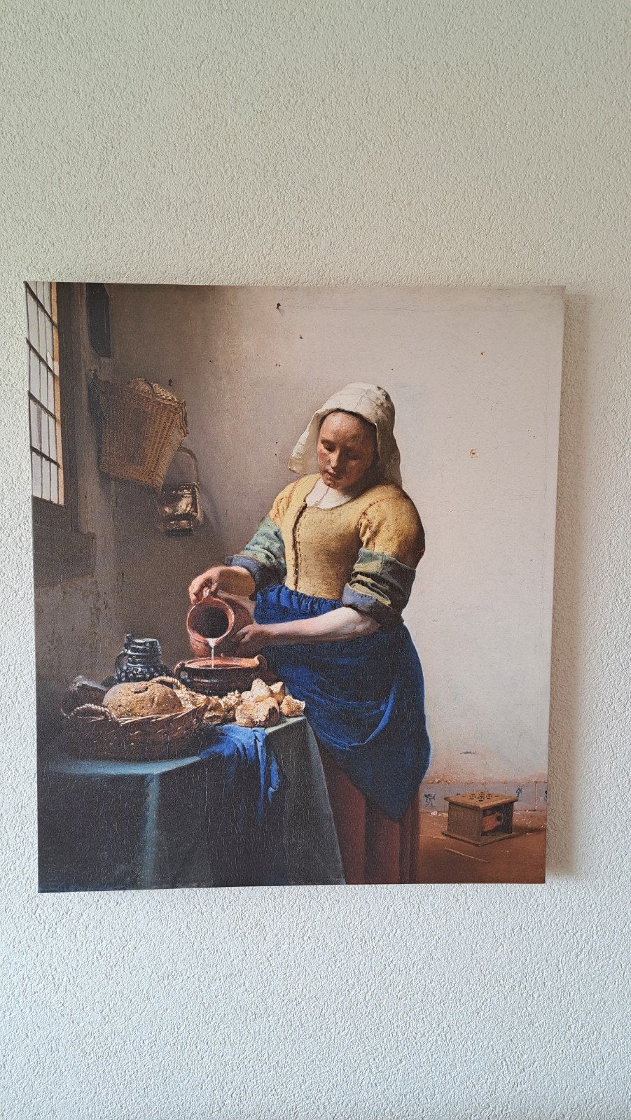 Canvas schilderij meisje met de parel-melkmeisje-bedr. zwaan, Ophalen of Verzenden, Zo goed als nieuw, Schilderij