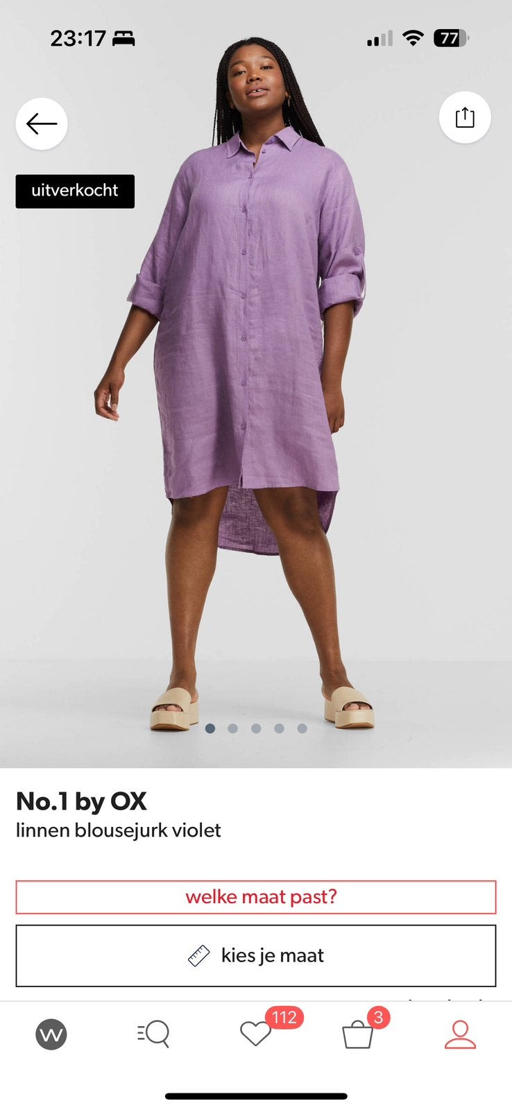 Zgan lila blousejurk linnen No.1 by Ox mt. XL (54), Kleding | Dames, Grote Maten, Ophalen of Verzenden, Zo goed als nieuw, Paars