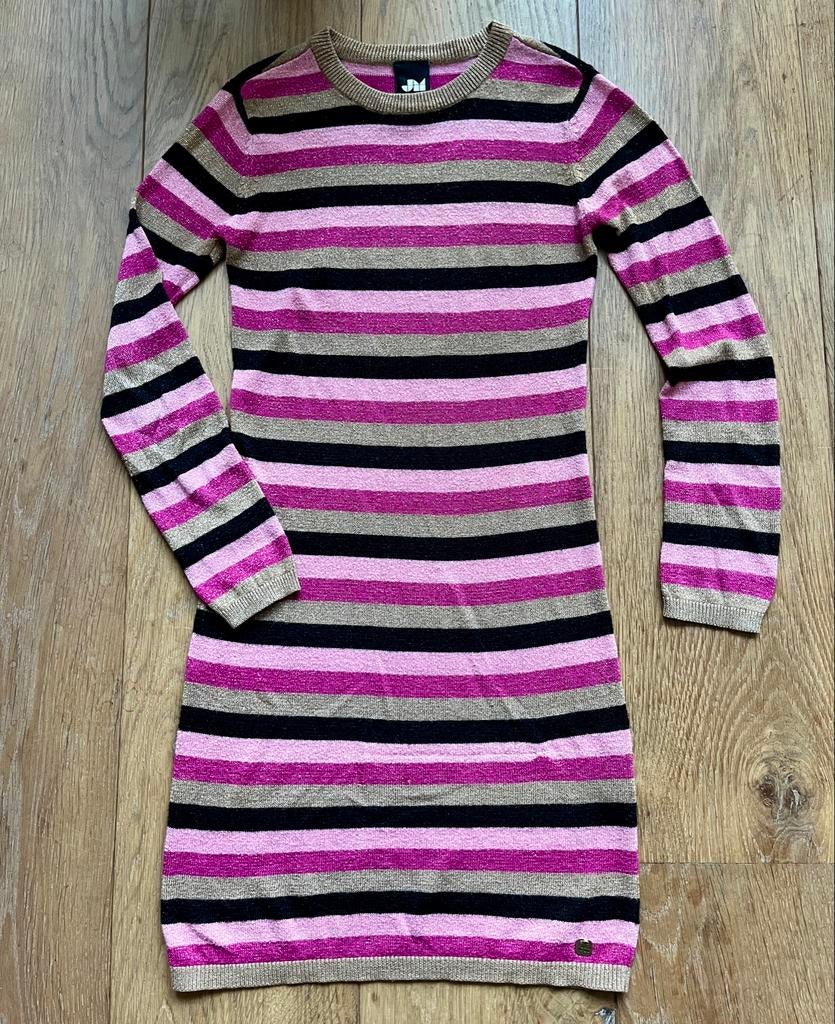 Jill & Mitch jurk Roze Goud Zwart Glitter gestreept Maat 134, Ophalen of Verzenden, Zo goed als nieuw, Meisje, Jurk of Rok
