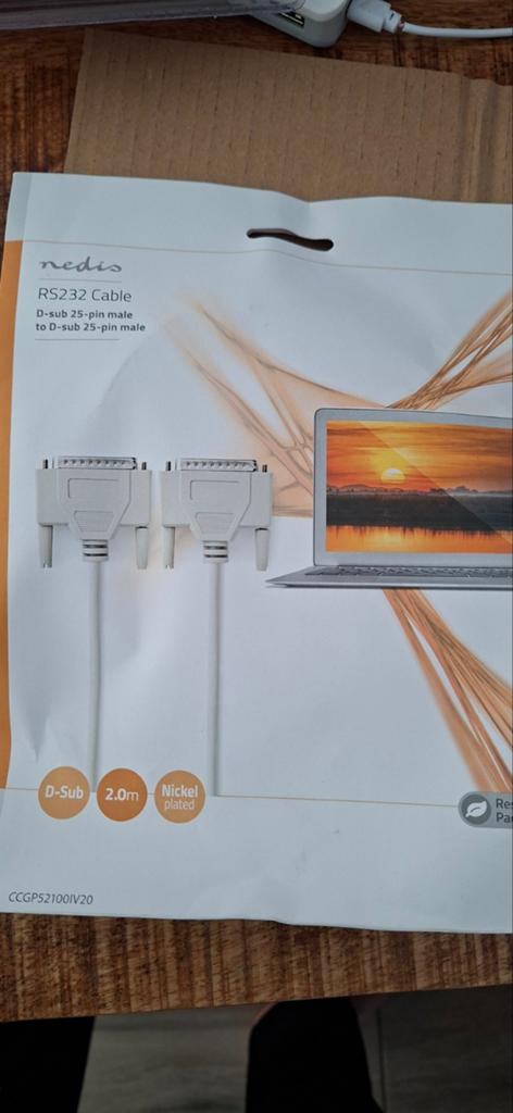 Nedis RS232 D-sub 25-pins male naar male kabel 2.0m, Ophalen of Verzenden