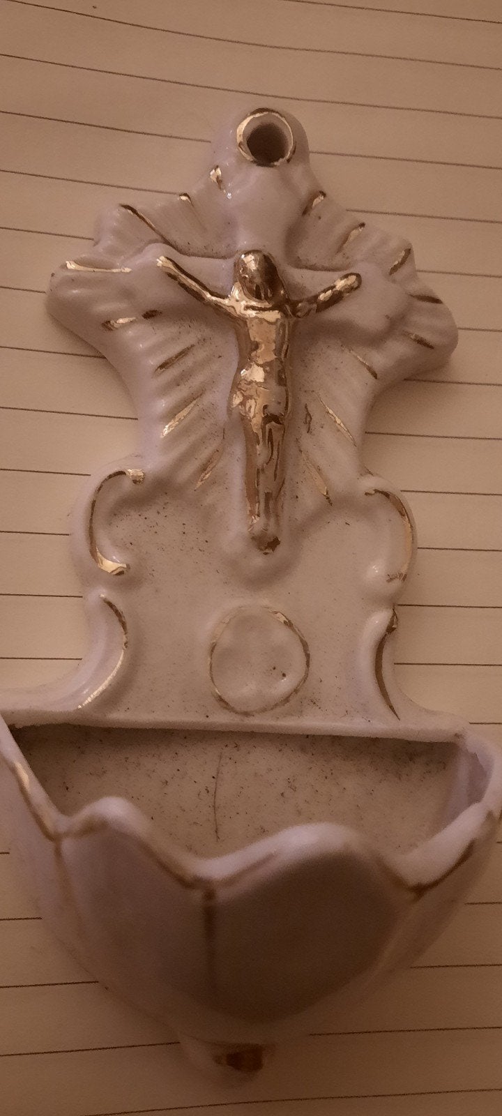 Antiek wijwaterbakje met Christusbeeldje, Antiek en Kunst, Ophalen of Verzenden
