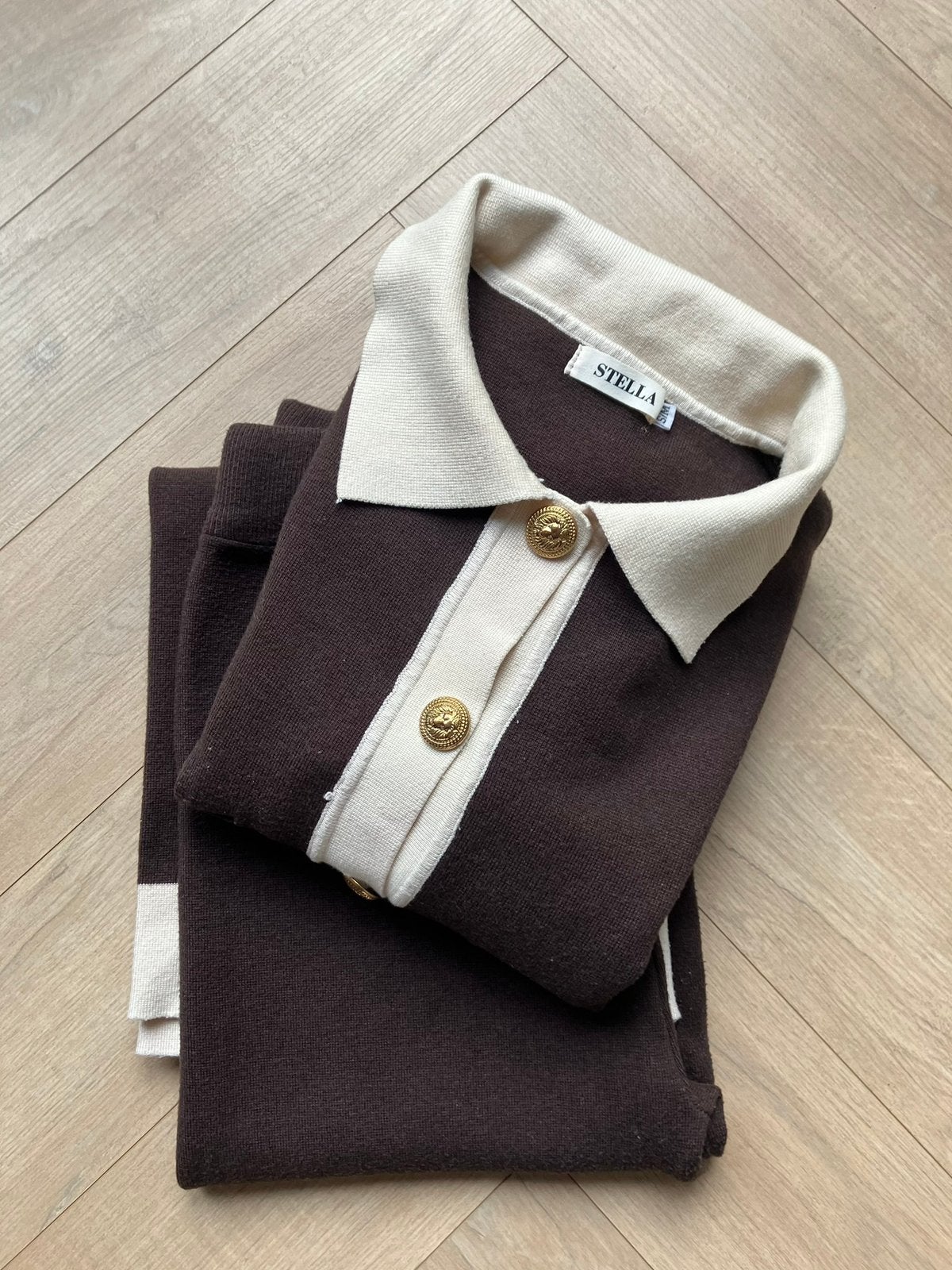 Mooi 2-delig pak maat S/M, Kleding | Dames, Maat 38/40 (M), Kostuum of Pak, Bruin, Ophalen of Verzenden