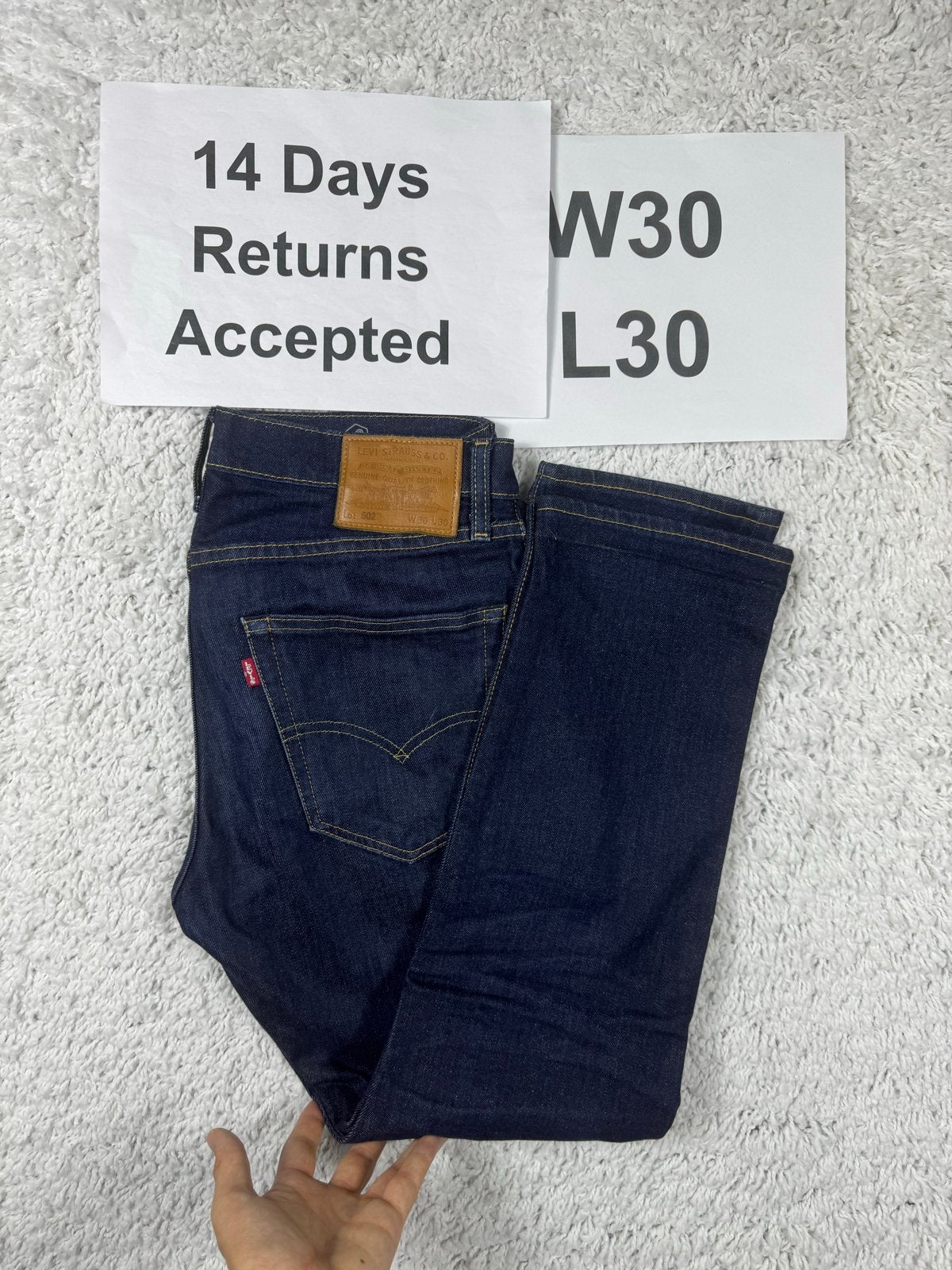 Levi's 502 Strong Taper Fit Jeans - W30 L30 - Navy 2724, N, B, W32 (confectie 46) of kleiner, Zo goed als nieuw
