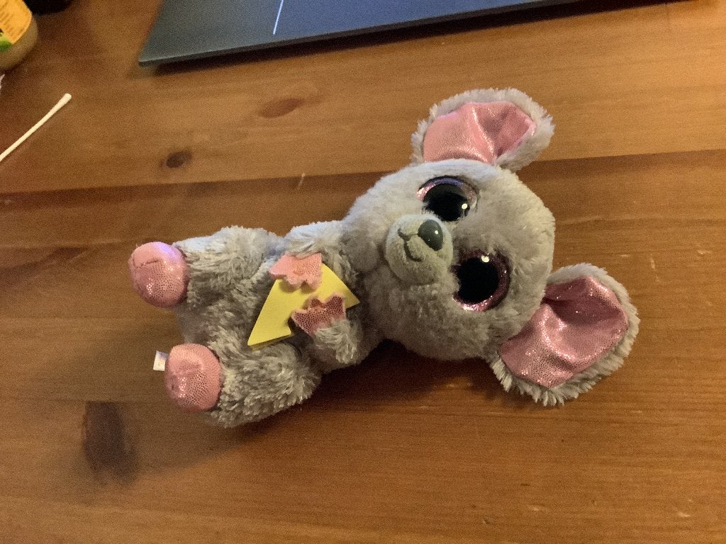 Ty Beanie Boos Knuffel Squeaker de muis, 15 cm, Muis, Gebruikt, Grijs, Ophalen of Verzenden