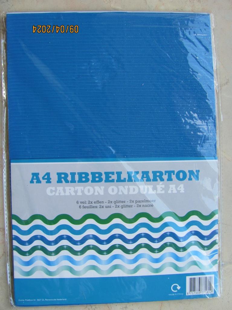 NIEUW 6 x vel RIBBELKARTON blauw groen glitter parelmoer A4, Ophalen of Verzenden, Nieuw, Papier of Karton, Overige merken