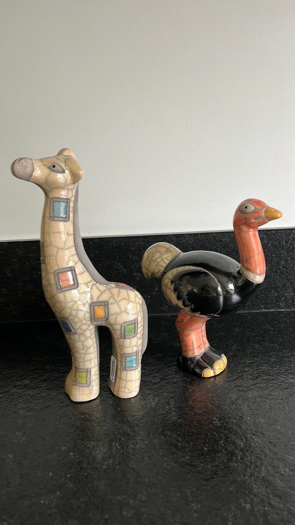 Decoratieve Giraffe en Struisvogel Beeldjes, Verzenden, Zo goed als nieuw