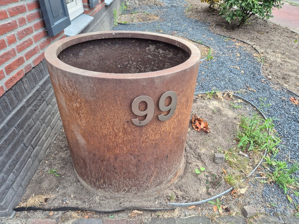 2x Cortenstaal plantenbak Ø80x80cm - Met bodem, Ophalen, Gebruikt, Rond, Metaal