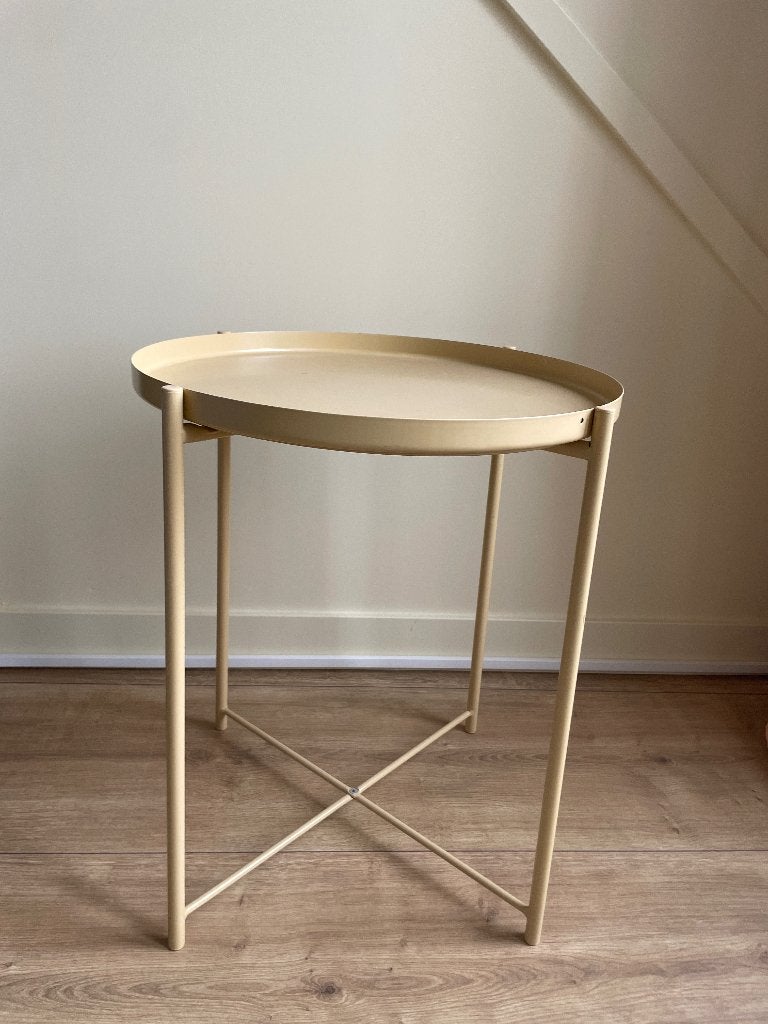 Bijzettafel IKEA Gladom, Huis en Inrichting, Tafels | Bijzettafels, Minder dan 55 cm, Gebruikt, Metaal of Aluminium, Rond