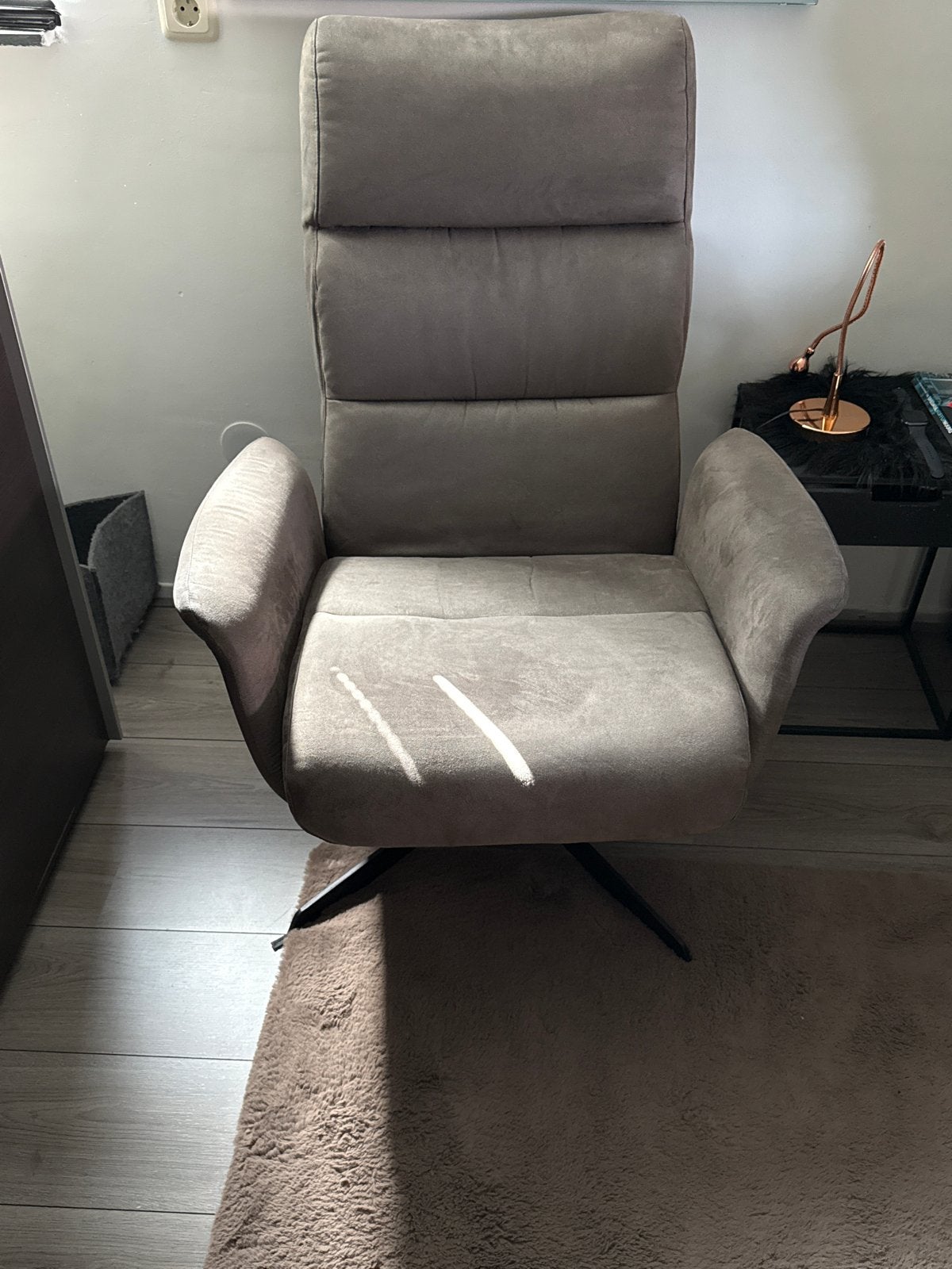 Comfortabele grijze fauteuil - Zo goed als nieuw, Ophalen of Verzenden, Zo goed als nieuw, Stof, 75 tot 100 cm