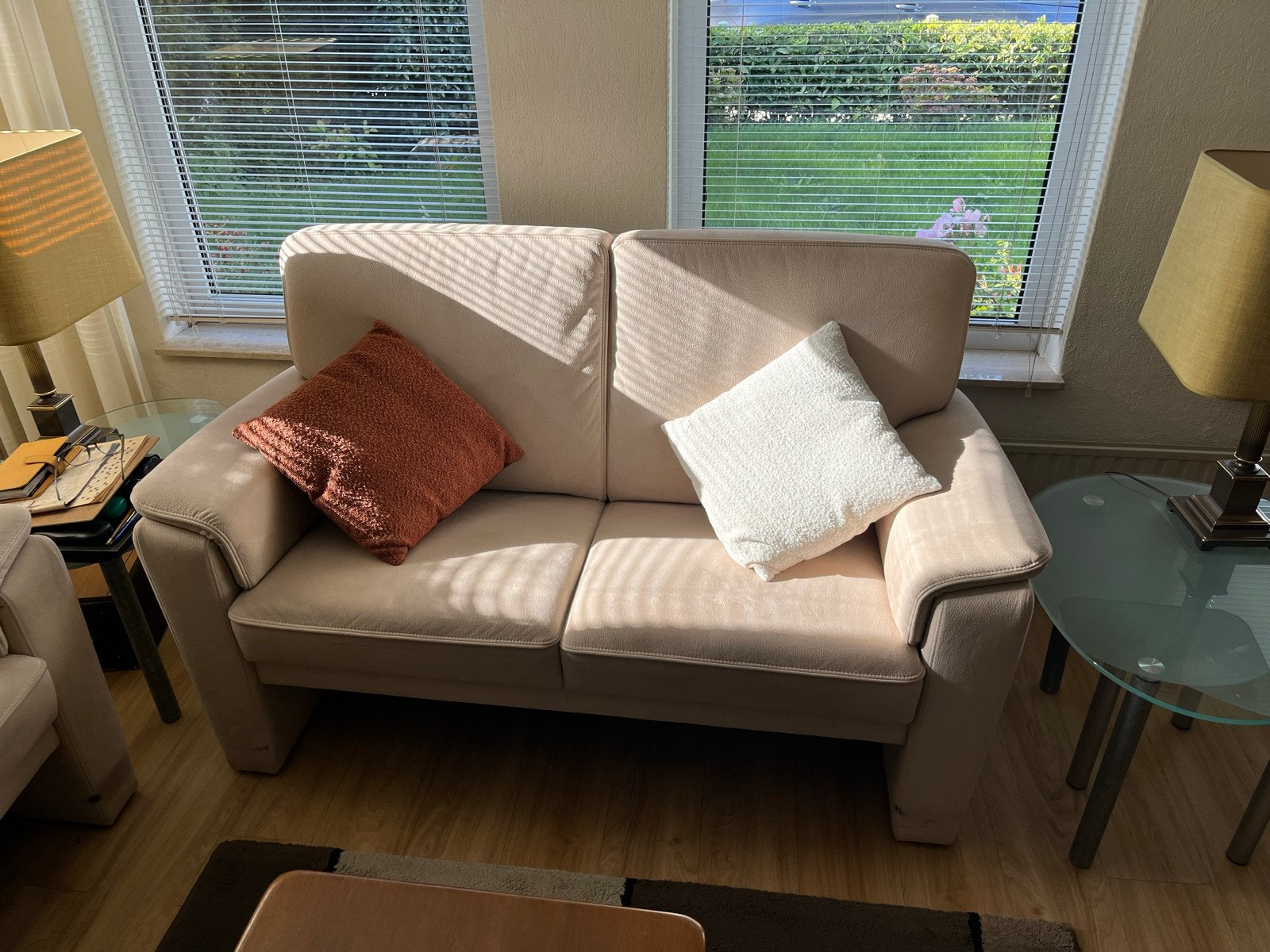 Comfortabele tweepersoonsbank - Crème/Beige, Huis en Inrichting, Ophalen, Gebruikt, 150 tot 200 cm, Tweepersoons