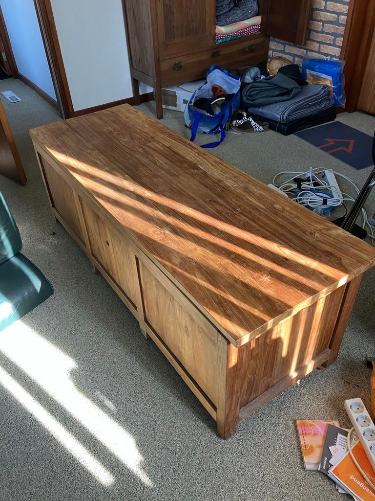 Massief Teakhouten TV-meubel / Dressoir, Huis en Inrichting, Ophalen, Gebruikt, 150 tot 200 cm, Teakhout