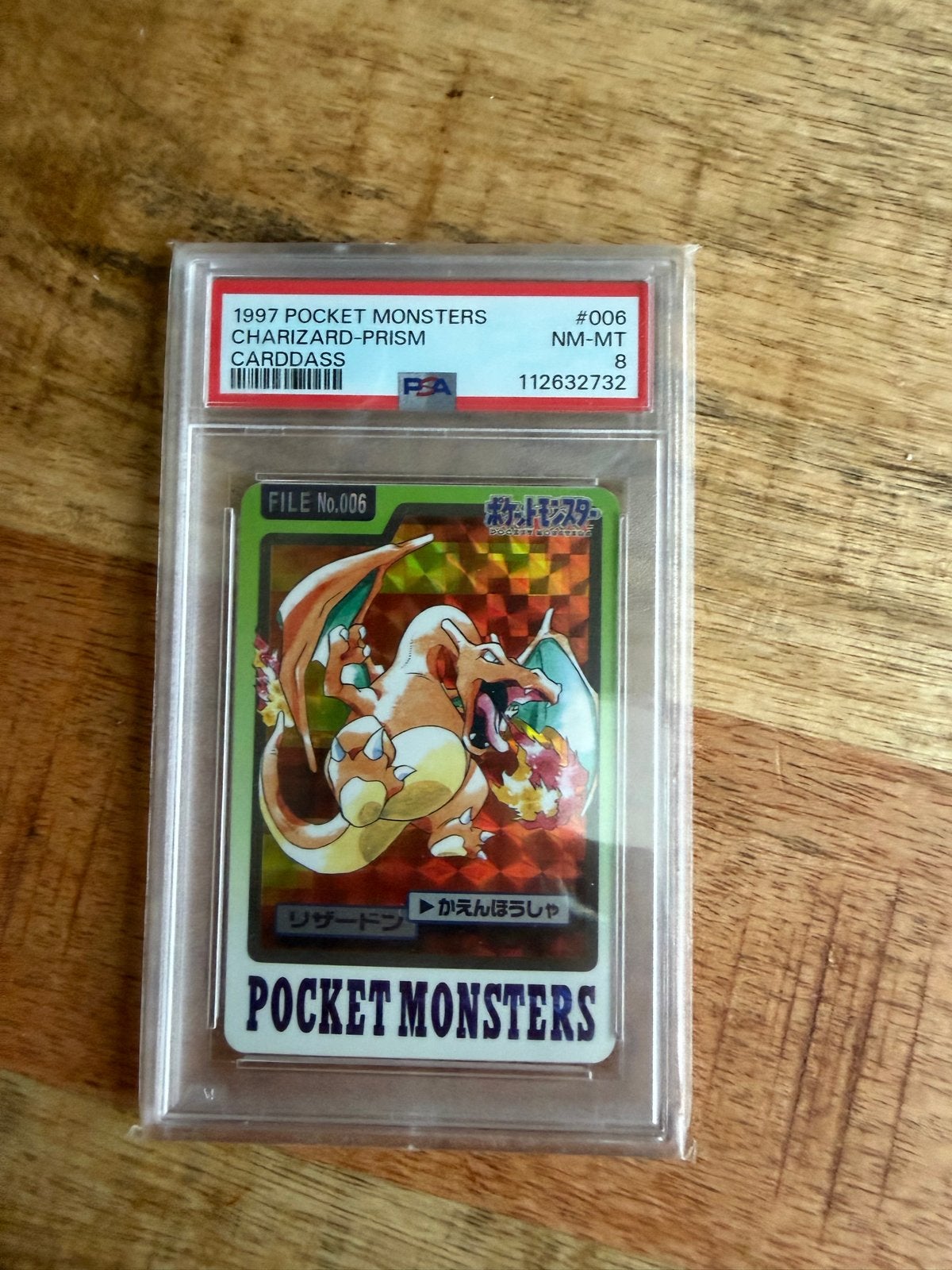 PSA 8 1997 Pocket Monsters Charizard Prism Carddass #006, Ophalen, Zo goed als nieuw, Losse kaart