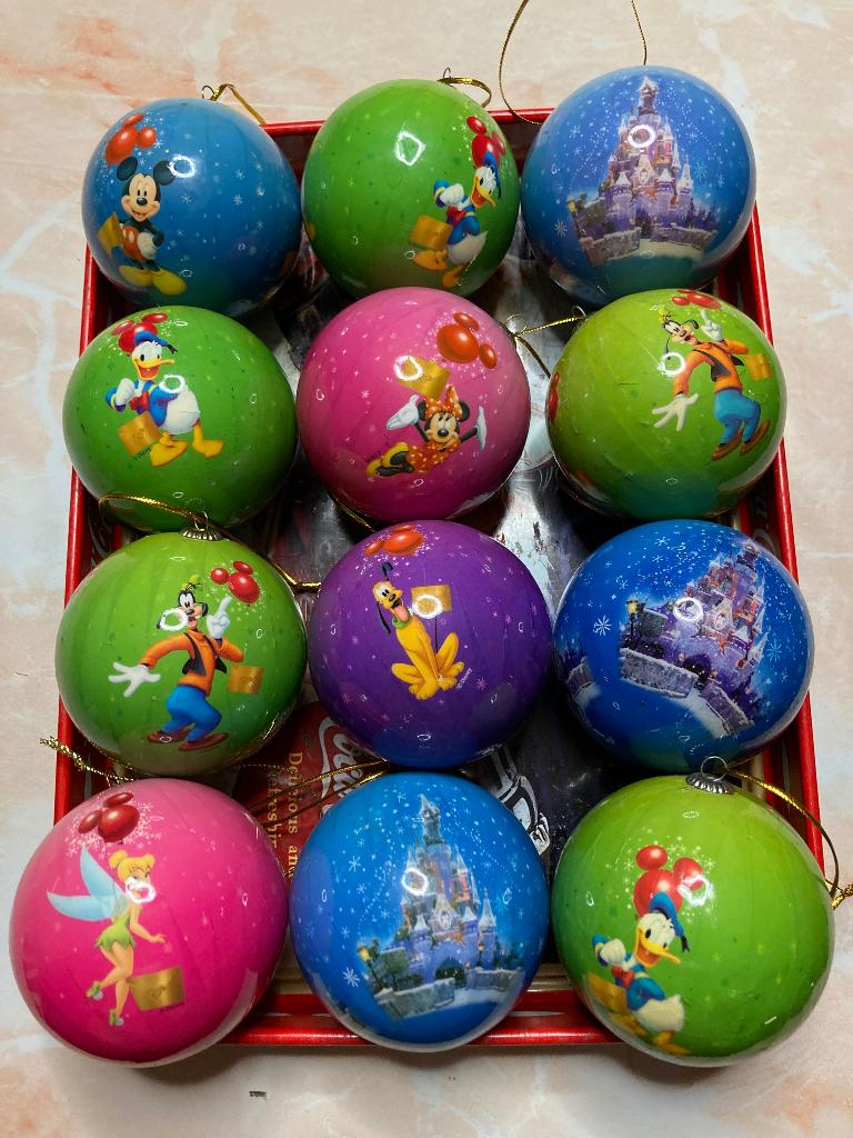 12 kerstballen Disney figuren, Verzamelen, Disney, Ophalen of Verzenden, Overige figuren, Zo goed als nieuw, Overige typen