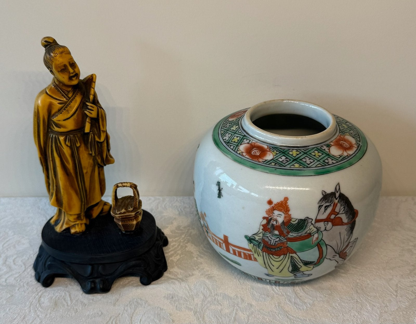 Azieatisch beeldje en gemberpot, Ophalen of Verzenden