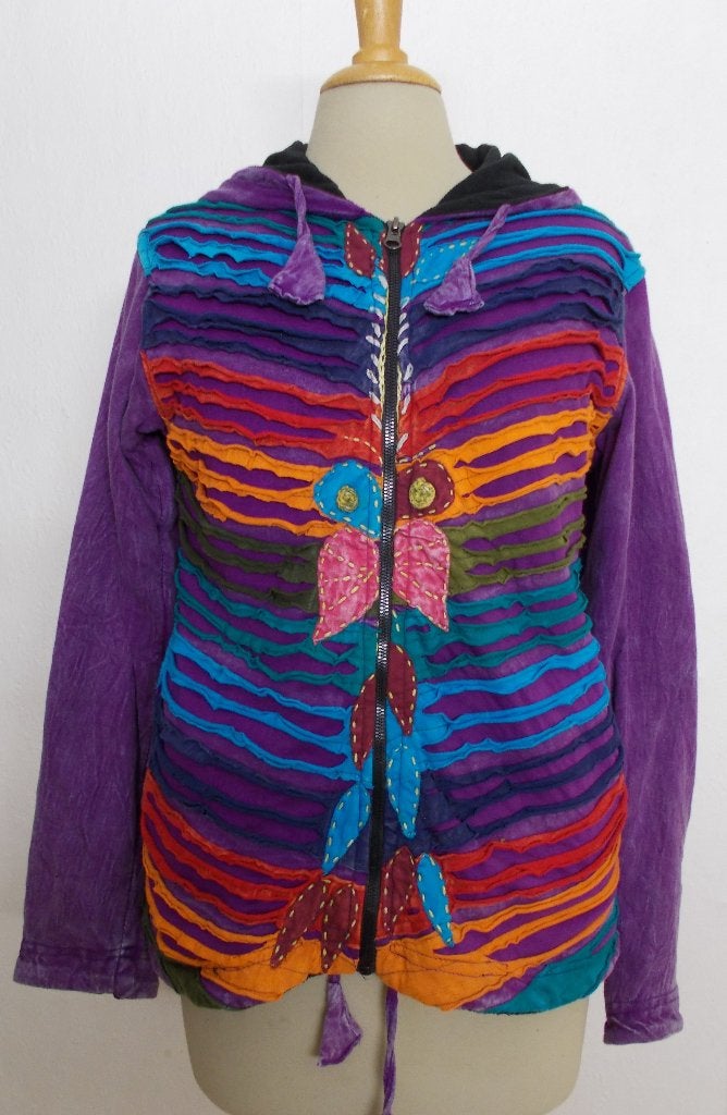 Fleurig vest/top met capuchon van Ixtlan! M, Kleding | Dames, Maat 38/40 (M), Verzenden, Paars, Zo goed als nieuw
