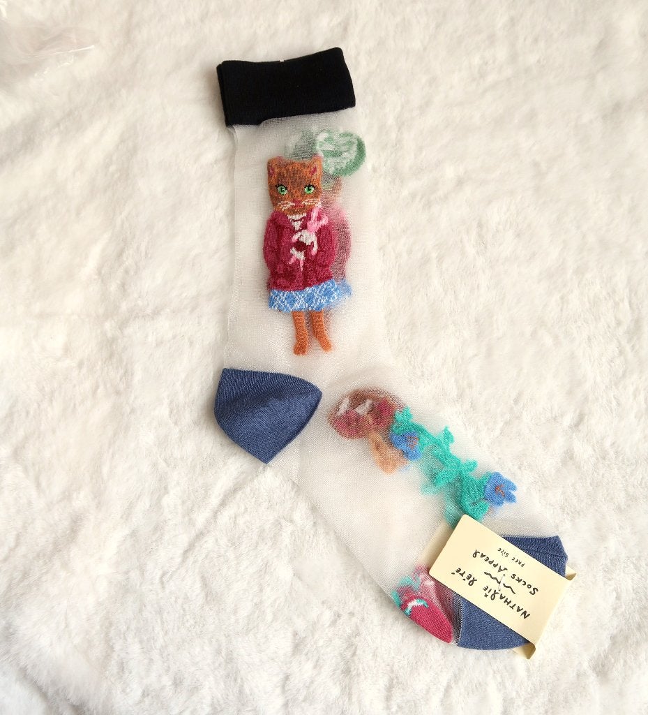 Nathalie Lete x Socks Appeal transparante katten sokken, Sokken en Kniesokken, Overige kleuren, Verzenden, Nieuw