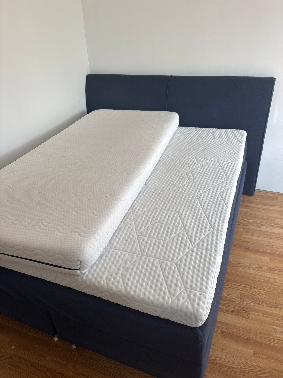 Tweepersoons luxe boxspring met matras en topper, Blauw, Luxe, Tweepersoons, Ophalen of Verzenden