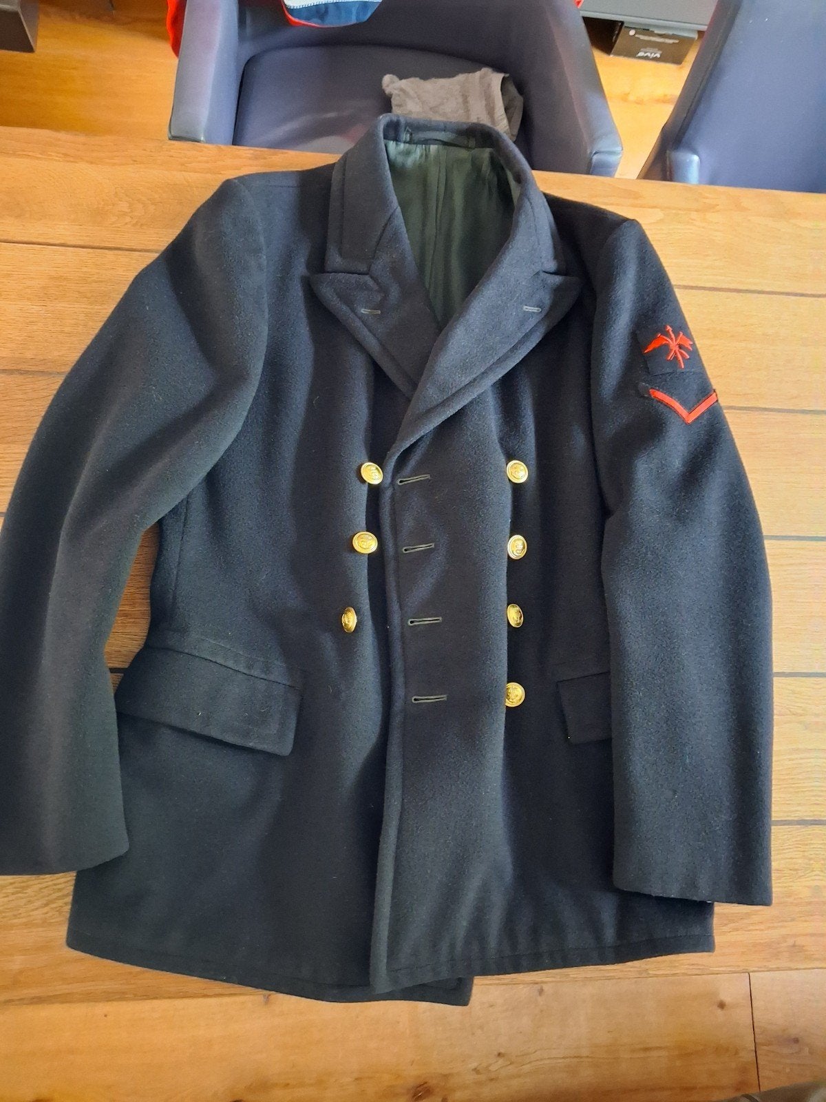 Vintage Marine Uniform Jas Zwart medium matroos winterjas, Ophalen of Verzenden, Marine, Nederland, Kleding of Schoenen