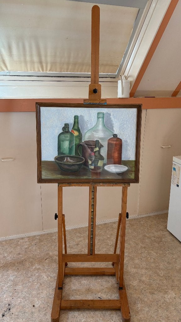 Stevige houten schildersezel / atelier-ezel verstelbaar, Ophalen, Gebruikt, Ezel