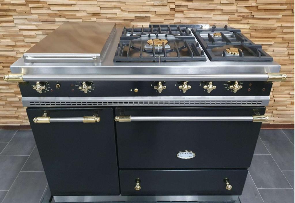 Luxe Lacanche Fornuis 110cm zwart messing 2 ovens teppan yak, Niet ingevuld, 60 cm of meer, Niet ingevuld, Ophalen of Verzenden